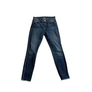 7 For All Mankind 7FAM The Ankle Skinny Blue Jean Distressed Raw Hem Size 25